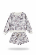 2pc Set Camo Print Long Sleeve Top and Shorts